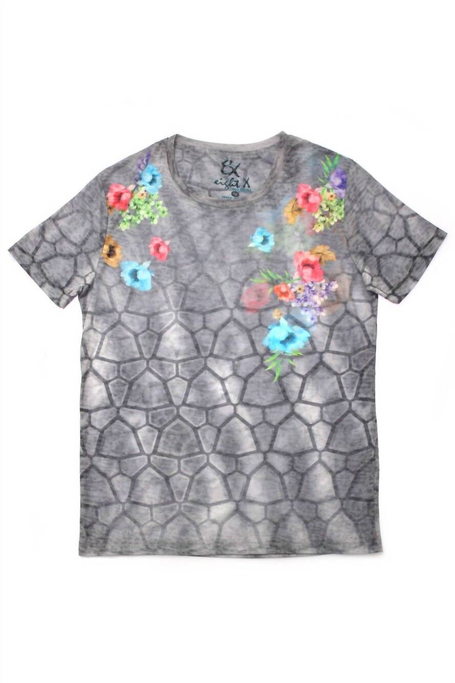 NEW EIGHT X men's floral print t-shirt in grey